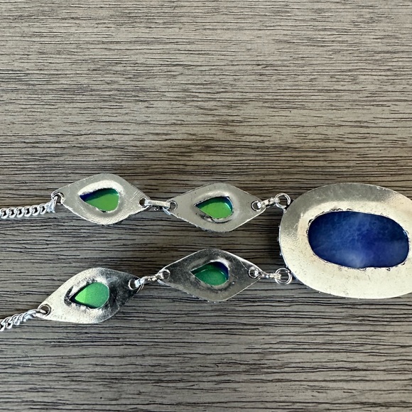 0345 Simulated Sapphire Rainbow Fire Topaz Necklace Silver Statement Jewelry - Picture 6 of 8